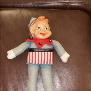 Vintage Stuffed Elf rubber faced